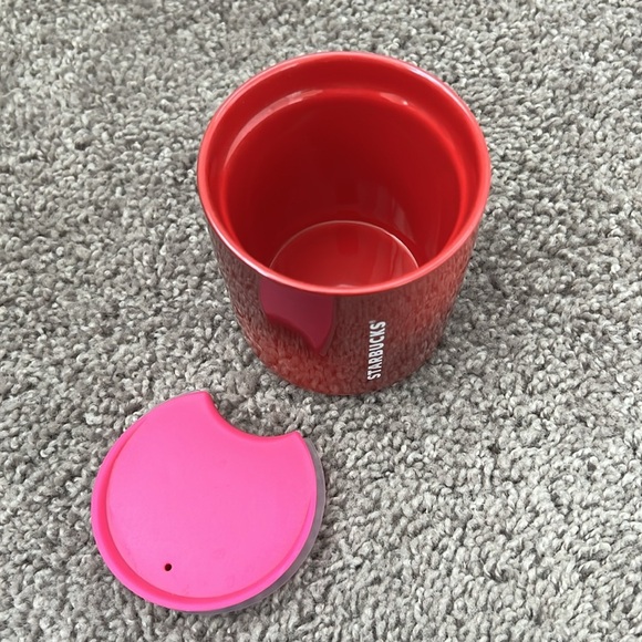 Starbucks Red and Pink Swirl Ombre Ceramic Coffee Cup with Sip Lid - Picture 2 of 4